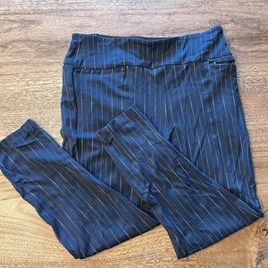 Betabrand - Skinny Leg Power Down Pants - Navy Ombré Pinstripe - LP